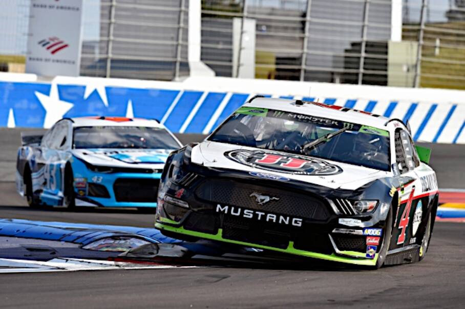 Stewart-Haas Racing's Kevin Harvick dominated much of the second half of the NASCAR Cup Series race. Stewart-Haas Racing's Kevin Harvick dominated much of the second half of the NASCAR Cup Series race.